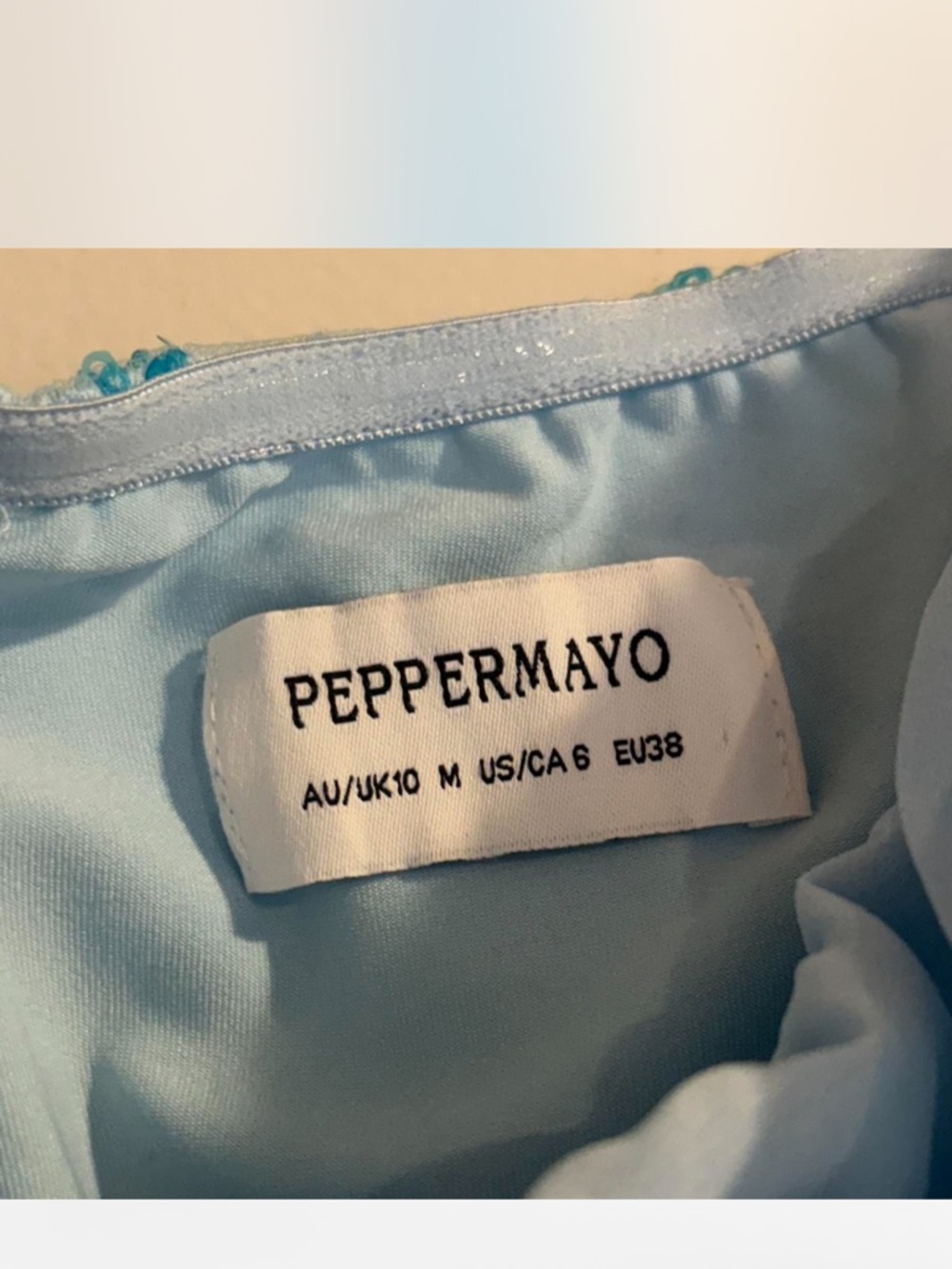 Peppermayo Strapless Blue Prism Beaded Maxi Dress - Picture 2 of 6